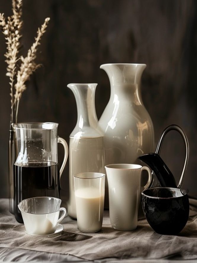 Verschillende vormen van water: glas, beker thee, natuurlijke bronnen